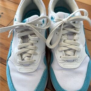 Nike White and Teal Sneakers